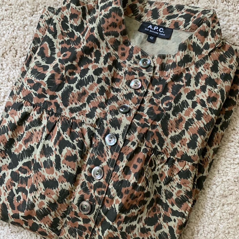 A.P.C. | 100% Cotton Leopard-print Shirt, Size 42